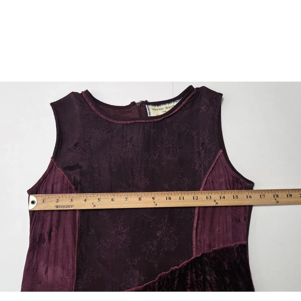 Vintage Whimsigoth Patchwork Velvet Beaded Dress Blazer Set Burgundy Size S P